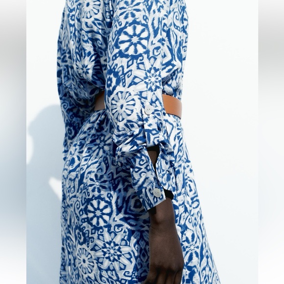 Zara Midi Shirt Dress with Belt - Picture 3 of 16